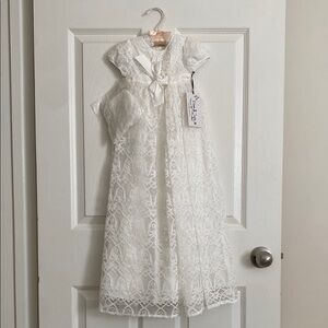 Elegant White christening Lace baby Dress